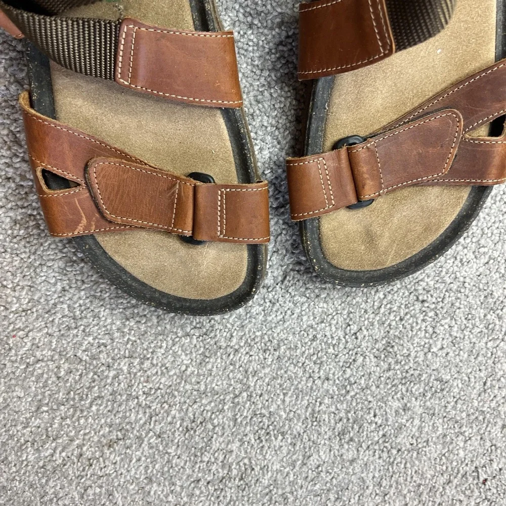 Sebago Docksides Sandals Mens Size 13 Brown‎ Leather Adjustable Slip On Comfort